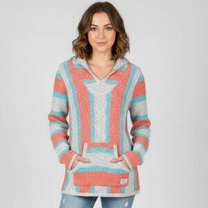 Aritzia TNA Cotton Baja Sweater Pullover Hoodie pullover Orange Blue Size XS